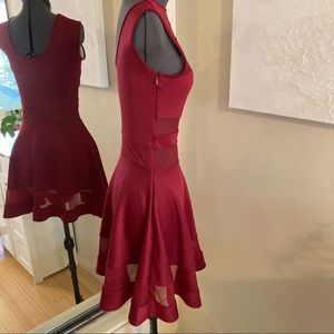 NWOT wine sleeveless mesh detail mini dress
